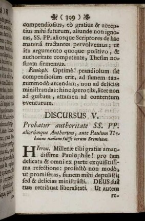 Discursus V. Probatur authoritate SS. PP. aliorùmque Autborum, ...