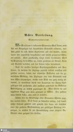 Achte Vorlesung. Elementarunterricht