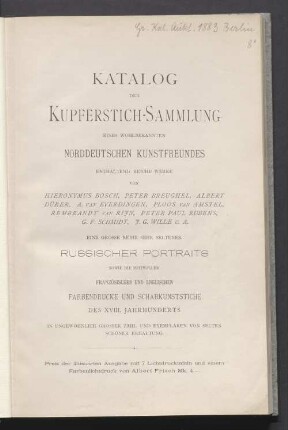 Die Kupferstich-Sammlung des Historienmalers Philipp Veit ... : nebst seinem künstlerischen Nachlasse ...