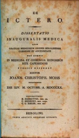 De ictero : diss. inaug. med.