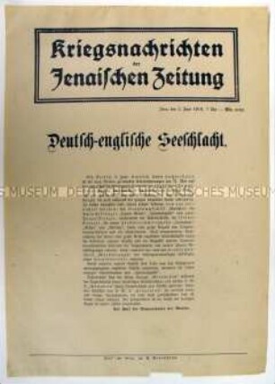 Nachrichtenblatt der "Jenaischen Zeitung" zur Seeschlacht am Skagerrak