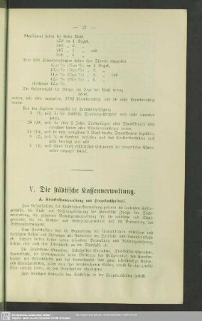 V. Die städtische Kassenverwaltung