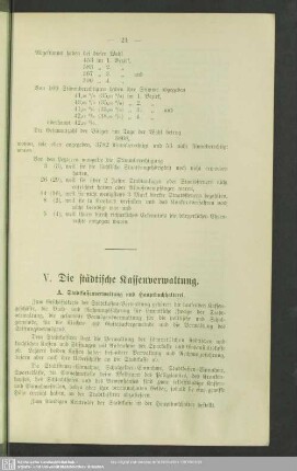V. Die städtische Kassenverwaltung