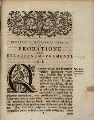 Dissertatione inauguralis iuridica de probatione per delationem iuramenti