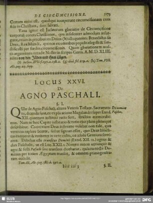 Locus XXVI. De Agno Paschali