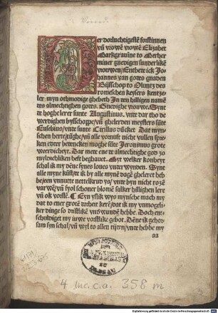 Van deme hillighen levende des erwerdhigen unde hochgheloveden hillighen mannes unde lerers sunte Jeronimi : übers. von Johann von Neumarkt, Bischof von Olmütz. Mit Nachwort und Gebet an den hl. Hieronymus