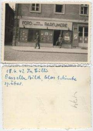 Soldat vor einem Fotogeschäft in Celje
