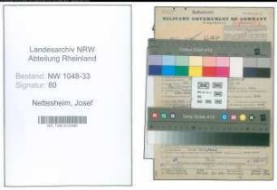 Entnazifizierung Josef Nettesheim , geb. 05.01.1898 (Lehrer)