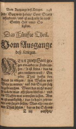 Das Fünffte Theil. Vom Ausgange deß Krieges.