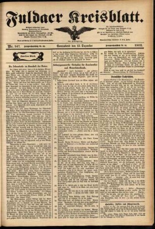 Zweite Ausgabe vom Samstag, den 13. Dezember 1902.
