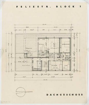 Wohnhäuser Felixstraße 14-22, Berlin-Tempelhof: Grundriss Dachgeschoss 1:100