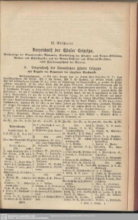 II. Abschnitt. Verzeichnis der Häuser Leipzigs