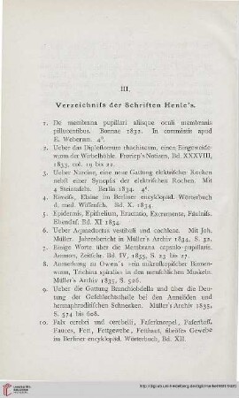 III. Verzeichnis der Schriften Henle’s