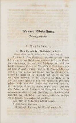 Neunte Abtheilung. Bildungsanstalten