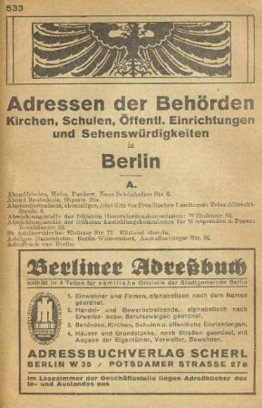 Adressenverzeichnis