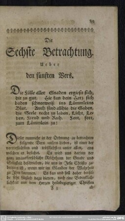 Die Sechste Betrachtung Über den fünften Vers