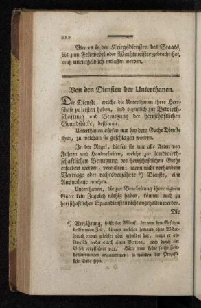 Von den Diensten der Unterthanen.