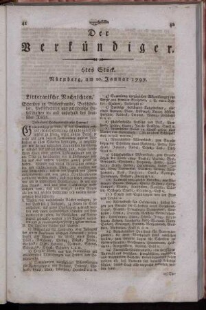 6tes Stück. Nürnberg, am 20. Januar 1797