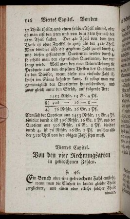Viertes Capitel. Von den vier Rechnungsarten in gebrochenen Zahlen.
