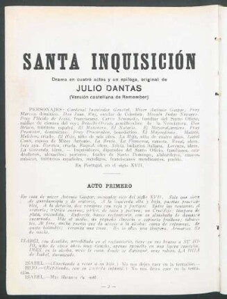 1922004800: Santa Inquisición : drama en cuatro actos y un epílogo