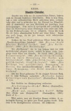 XXXII. Stoecker-Literatur