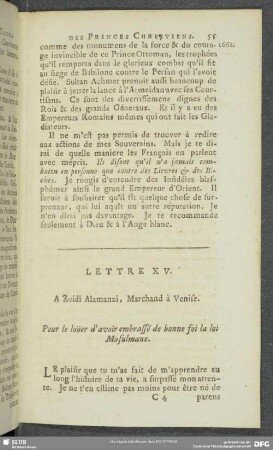 Lettre XV. A Zeidi Alamanzi, Marchand à Venise