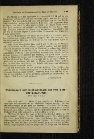 Erfahrungen und Beobachtungen aus dem Schul- und Lehrerleben