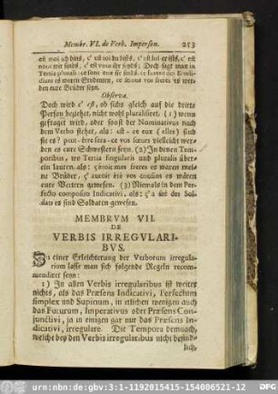 Membrum VII. De Verbis Irregularibus.