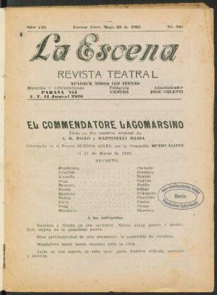 El commendatore Lagomarsino : pieza en dos cuadros