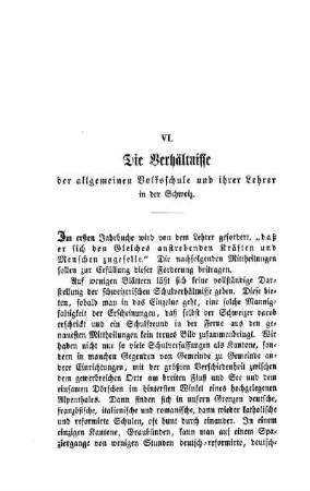 Die Verhältnisse der allgemeinen Volksschule und ihrer Lehrer in der Schweiz