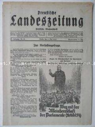Mitteilungsblatt der DNVP "Preußische Landeszeitung" zur Verfassungsfrage