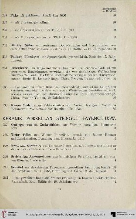 Keramik, Porzellan, Steingut, Fayence usw. (Nr. 237-292)