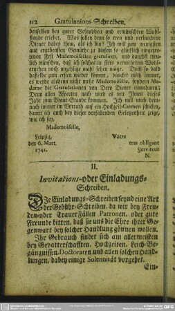 II. Invitations- oder Einladungs-Schreiben