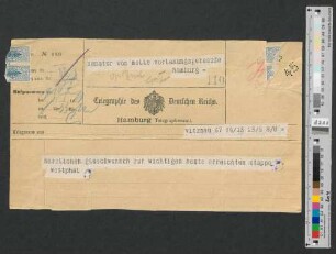 Telegramm an Werner von Melle