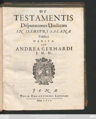 De Testamentis Disputationes Undecim