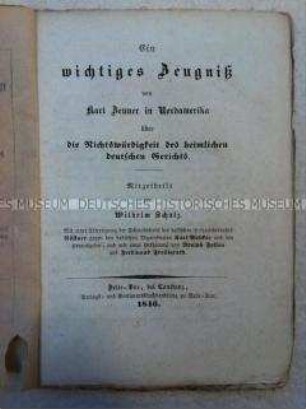Broschüre mit kritischen Betrachtungen über das deutsche Justizwesen
