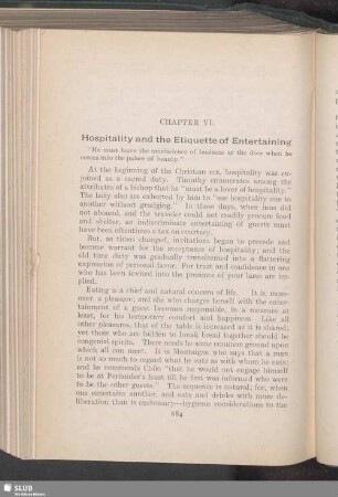 Chapter VI. Hospitality and the Etiquette of Entertaining
