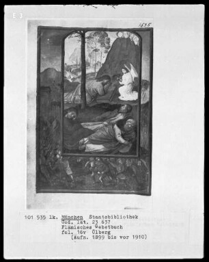 Flämisches Gebetbuch mit Kalender — Bildseite mit zwei Miniaturen, Folio 16verso