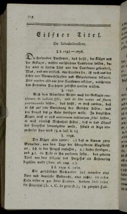 Eilfter Titel. De satisdationibus.