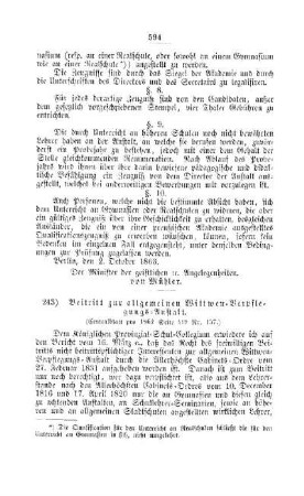 Beitritt zur allgemeinen Wittwen-Verpflegungs-Anstalt : [II. Gymnasien und Realschulen]