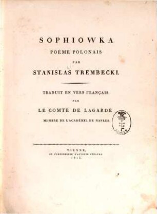 Sophiowka : Poème Polonais