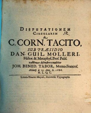 Disputationem circularem de C. Corn. Tacito