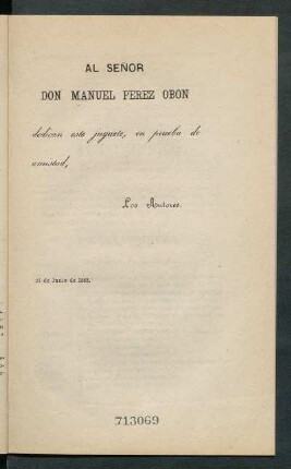 [Dedicatoria] A Don Manuel Perez Obon