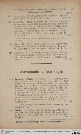 Astronomie u. Astrologie (Nr. 145 - 160)