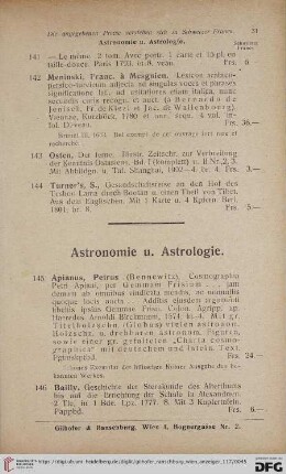 Astronomie u. Astrologie (Nr. 145 - 160)