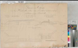 Herdecke (Herdecke) Ruhrbrücke Grund- und Aufriß 1816 80 Fuß = 11,7 cm 53 x 81 Zeichnung Neuenborn; Hartmann KSA Nr. 939f