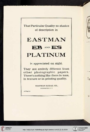 Eastman Kodak Co. [Etching Black and Etching Sepia Platinum Paper]