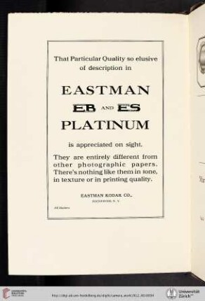 Eastman Kodak Co. [Etching Black and Etching Sepia Platinum Paper]