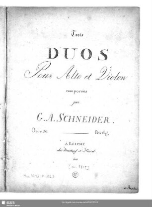 Trois Duos pour Alto et Violon : Oeuv. 30