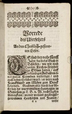 Vorrede des Ubersetzers An den Christlich-gesinnten Leser.